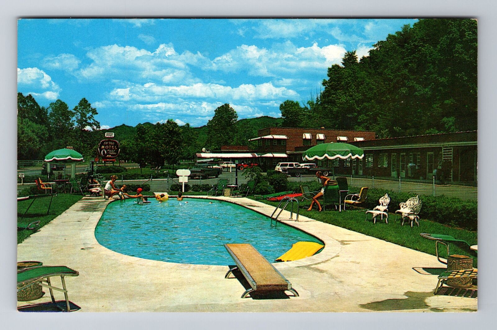 White Sulphur Springs WV-West Virginia, Old White Motel Pool, Vintage Postcard