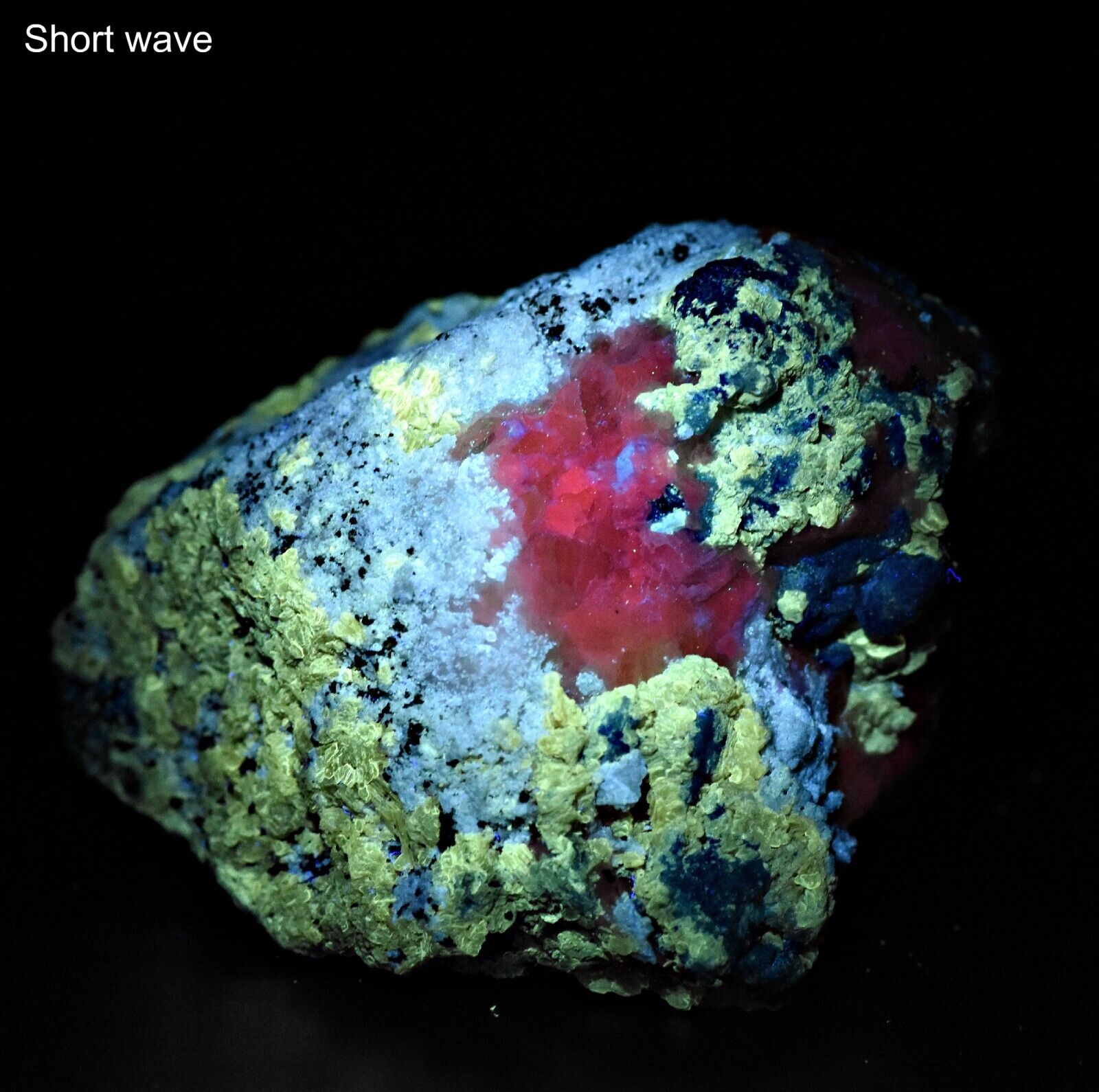 292 GM Rare Fluorescent Afghanite W/ Lazurite , Phlogopite and Calcite On Matrix