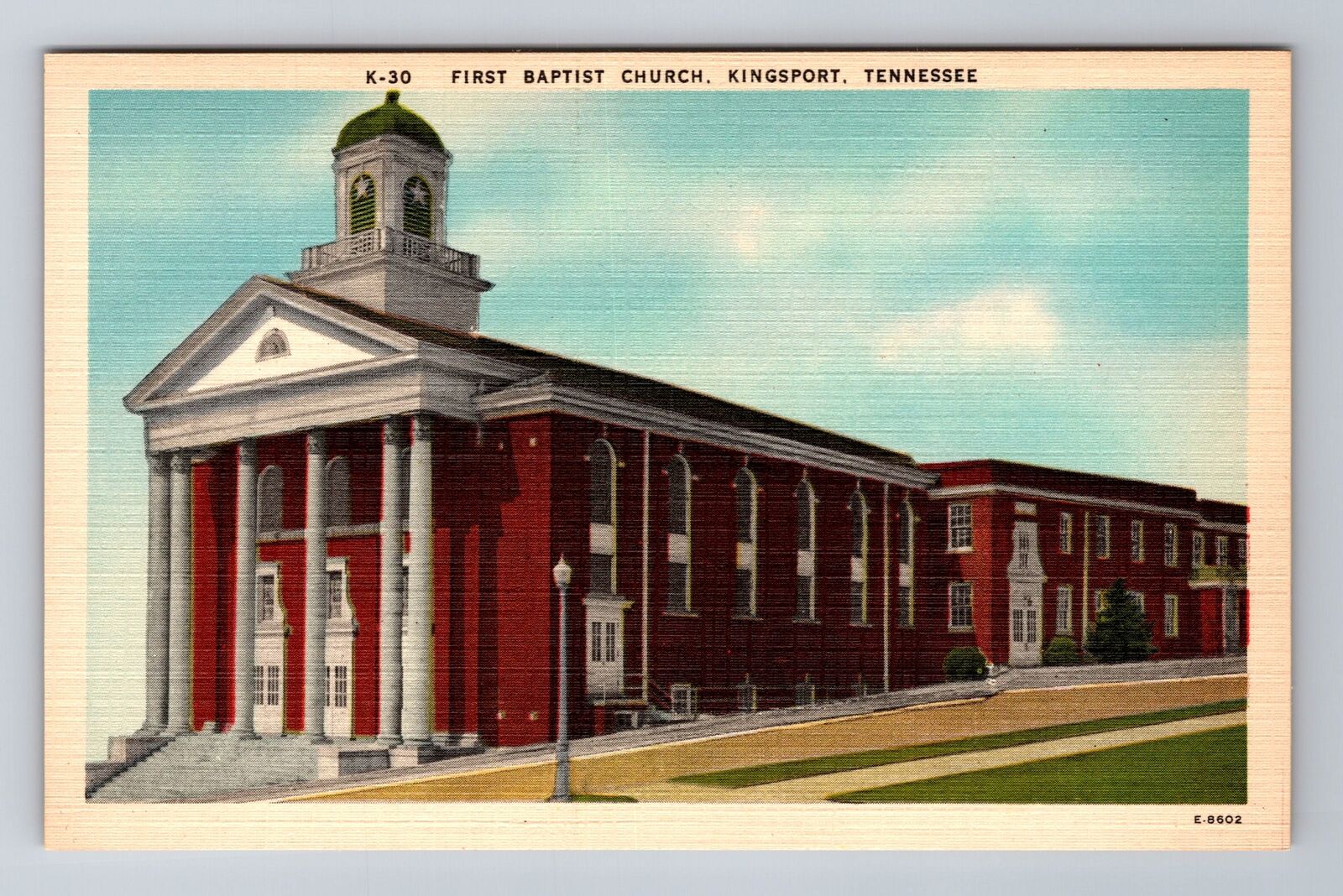 Kingsport TN-Tennessee, First Baptist Church, Religion Souvenir Vintage Postcard