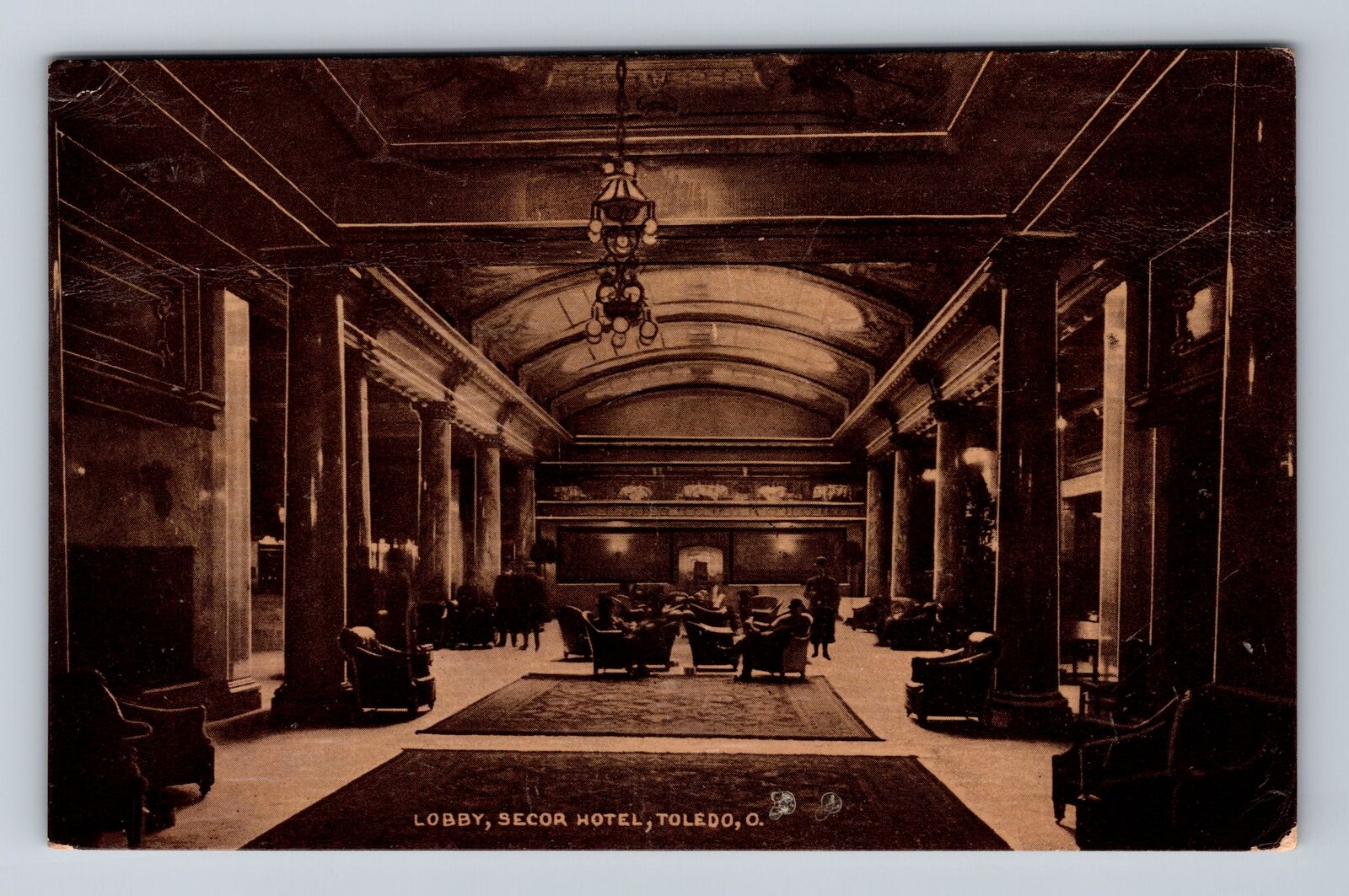 Toledo OH-Ohio, Lobby, Secor Hotel, Advertisement, Vintage c1911 Postcard
