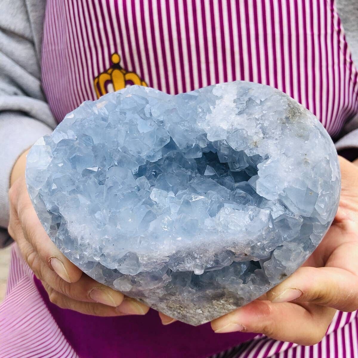 3.98LB Natural Beautiful Blue Celestite Crystal Geode Cave Mineral Specimen 678