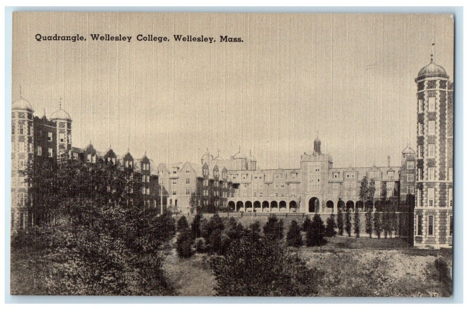 c1940 Quadrangle Wellesley College Wellesley Massachusetts MA Vintage Postcard