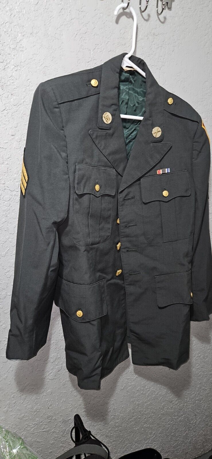 Vintage US Army Men\'s Military Dress Uniform Size 38S 60%polester 40% Wool