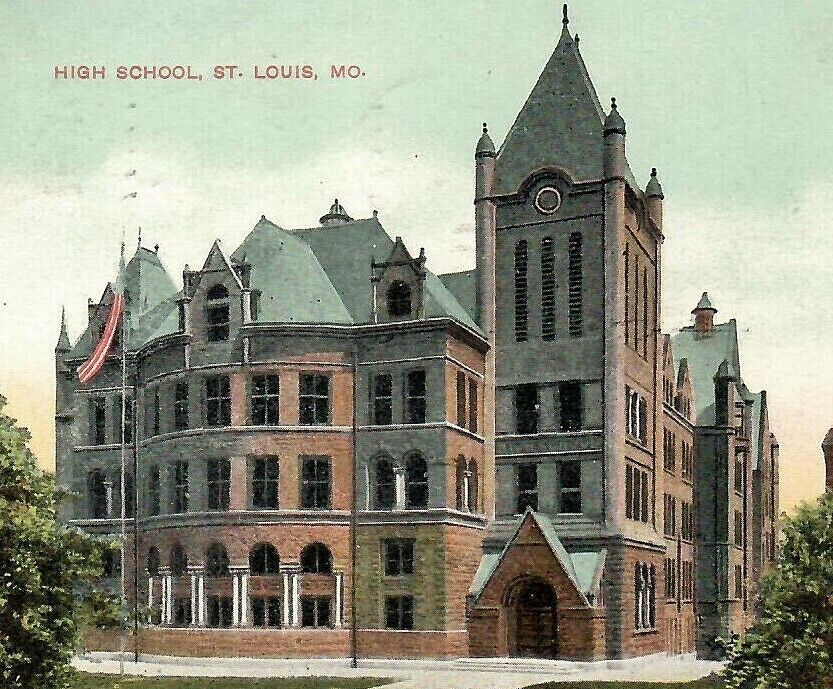 Vintage Postcard Central High School Building St Louis Missouri MO