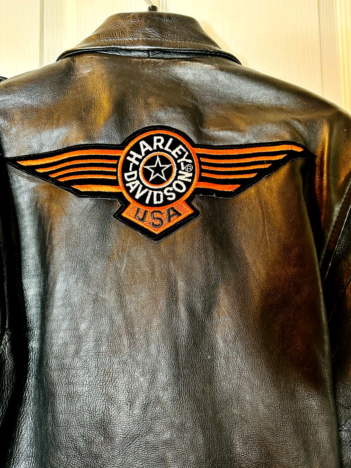 Harley Davidson Vintage Leather Motorcycle Riding Jacket Embroidered Size 46