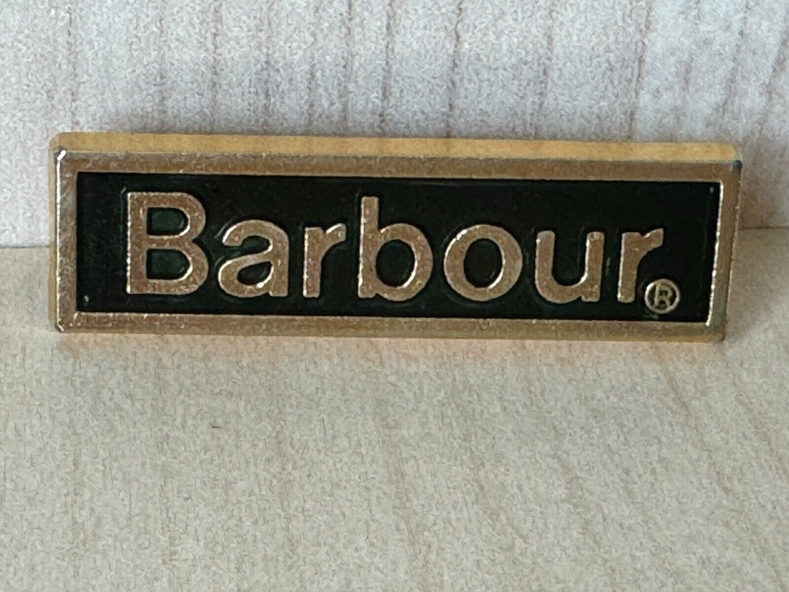 Genuine Vintage Barbour Green Pin Badge - Enamel and Metal