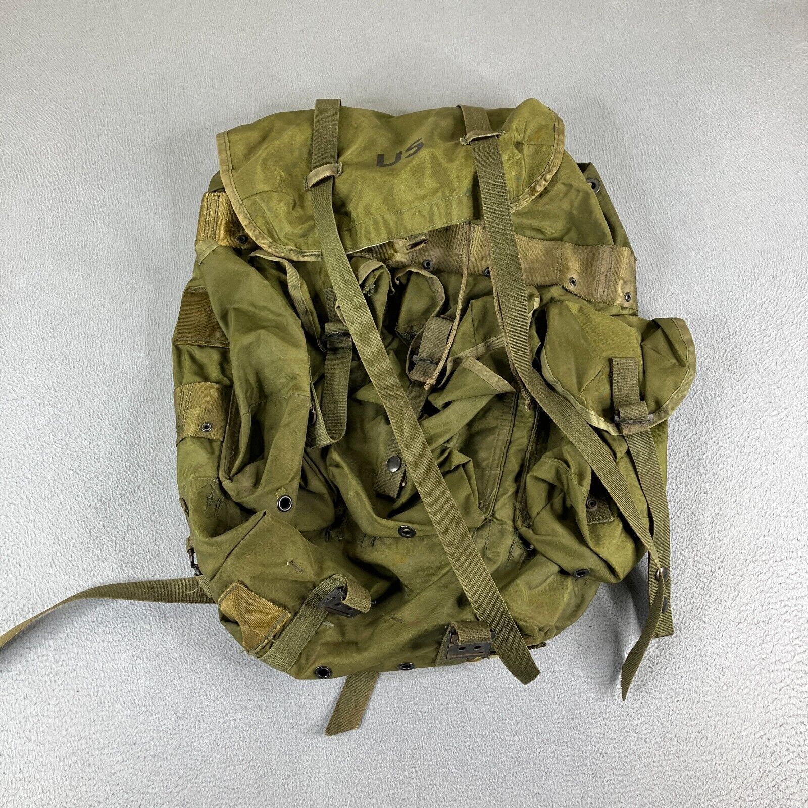 Vintage US Army Backpack Medium Green Field Pack Combat Nylon LC-1 Military Bag