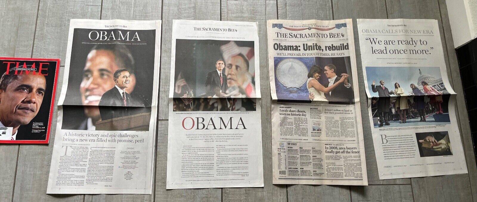 Lot of 4 Barack Obama Sacramento Newspapers Time Magazine Election Inauguration