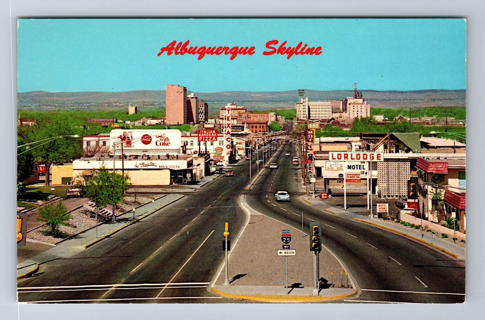 Albuquerque NM-New Mexico, Central Avenue, Advertising Souvenir Vintage Postcard