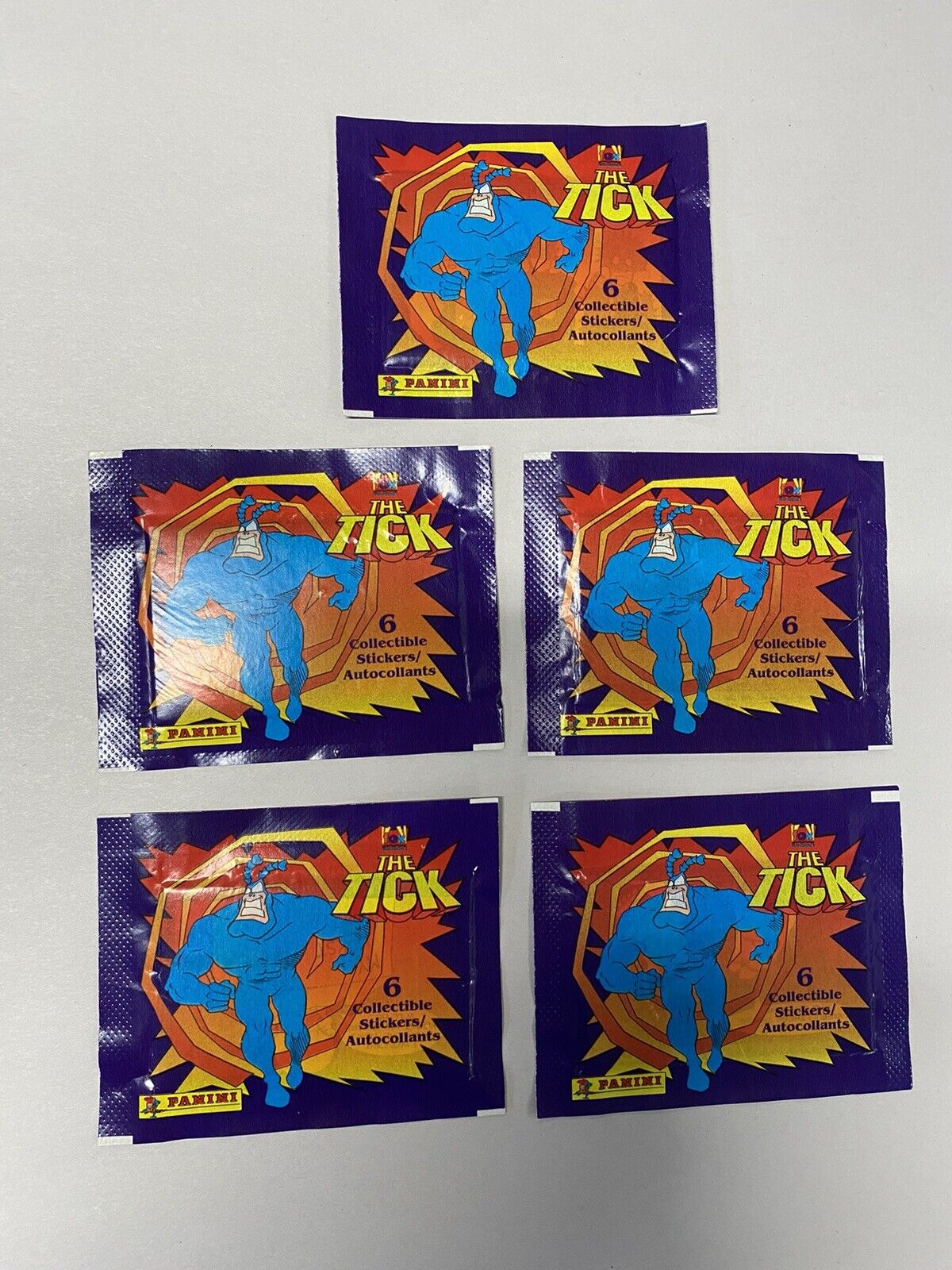 The Tick Panini 1996 Sticker Bonus Pack - 5 Packets of 6 Stickers - Old Stock