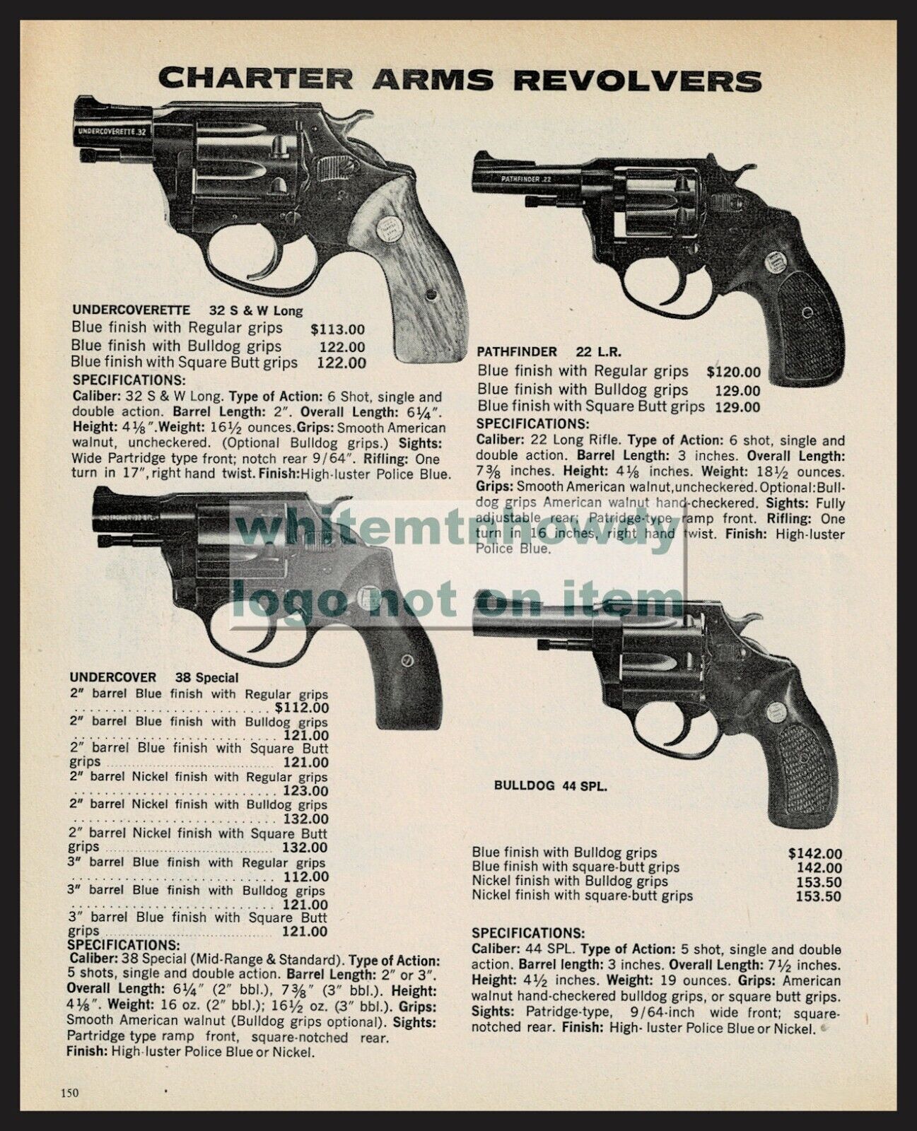 1978 CHARTER ARMS Undercoverette Pathfinder Undercover Bulldog Revolver PRINT AD
