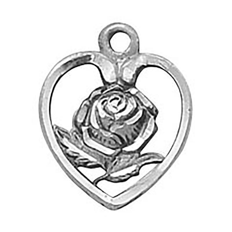 Pro Life Rose Sterling Silver Medal Size .875 in L comes with 18 in Chain