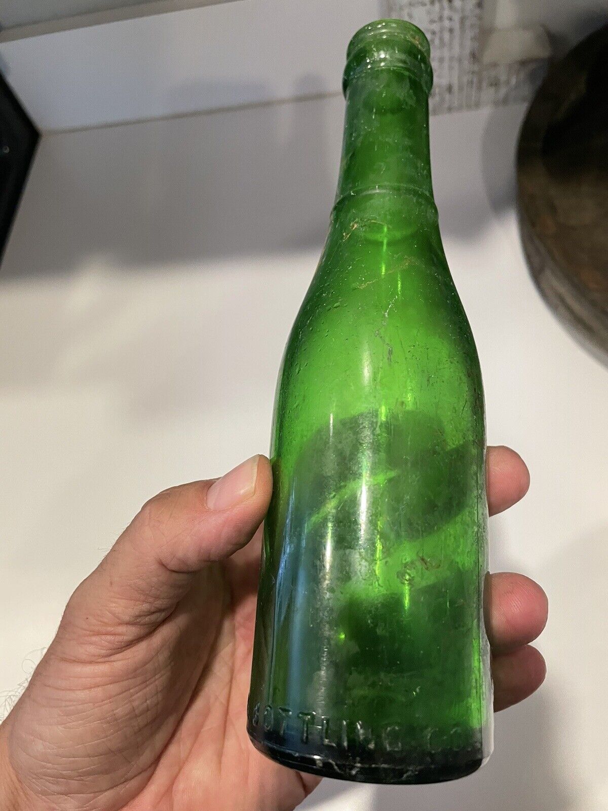 Vintage Nehi One Ring 6 Oz Green Bottle