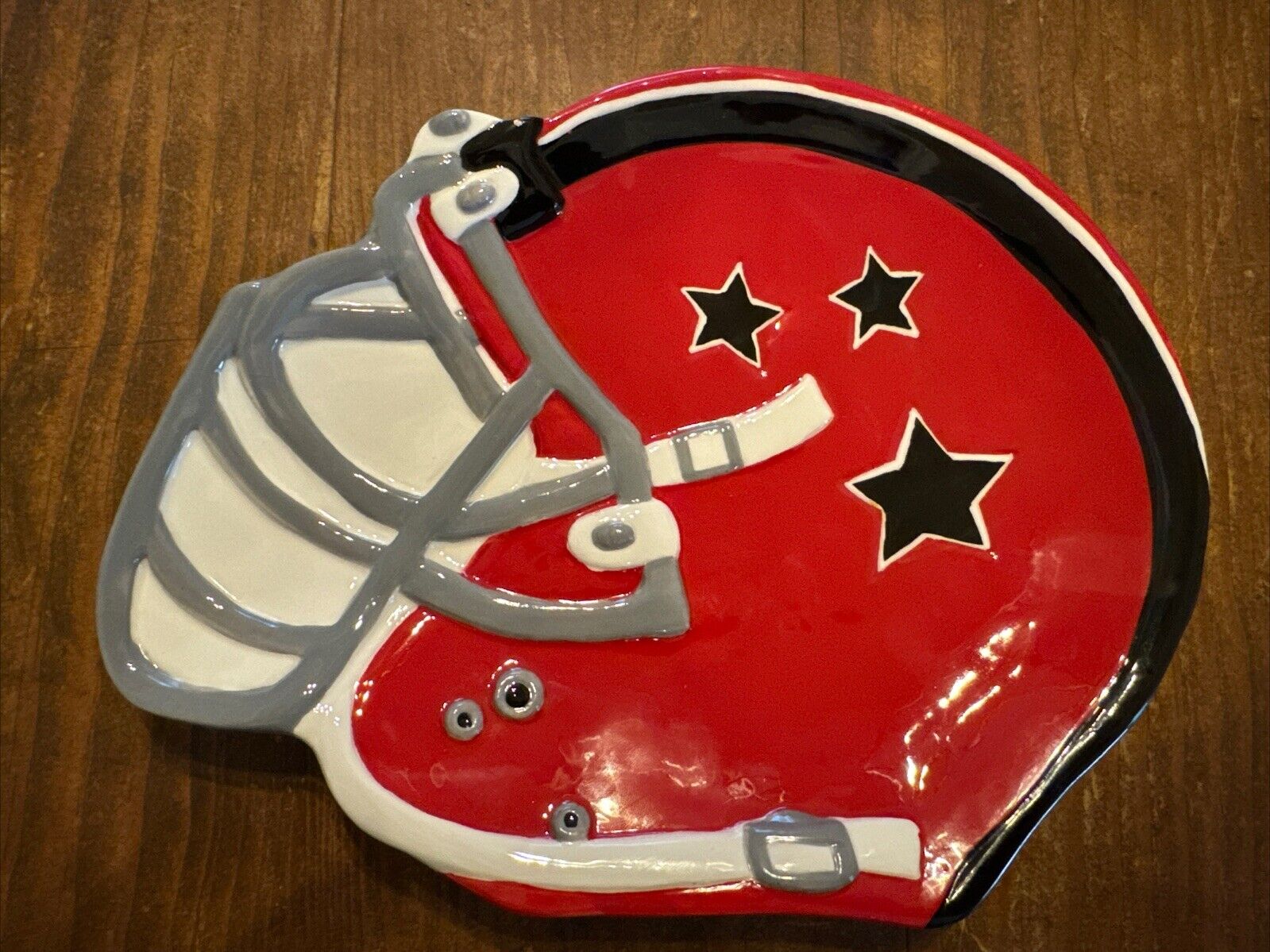 Burton & Burton Ceramic Football Helmet Plate 9”X 7” 620597  Red, Black New