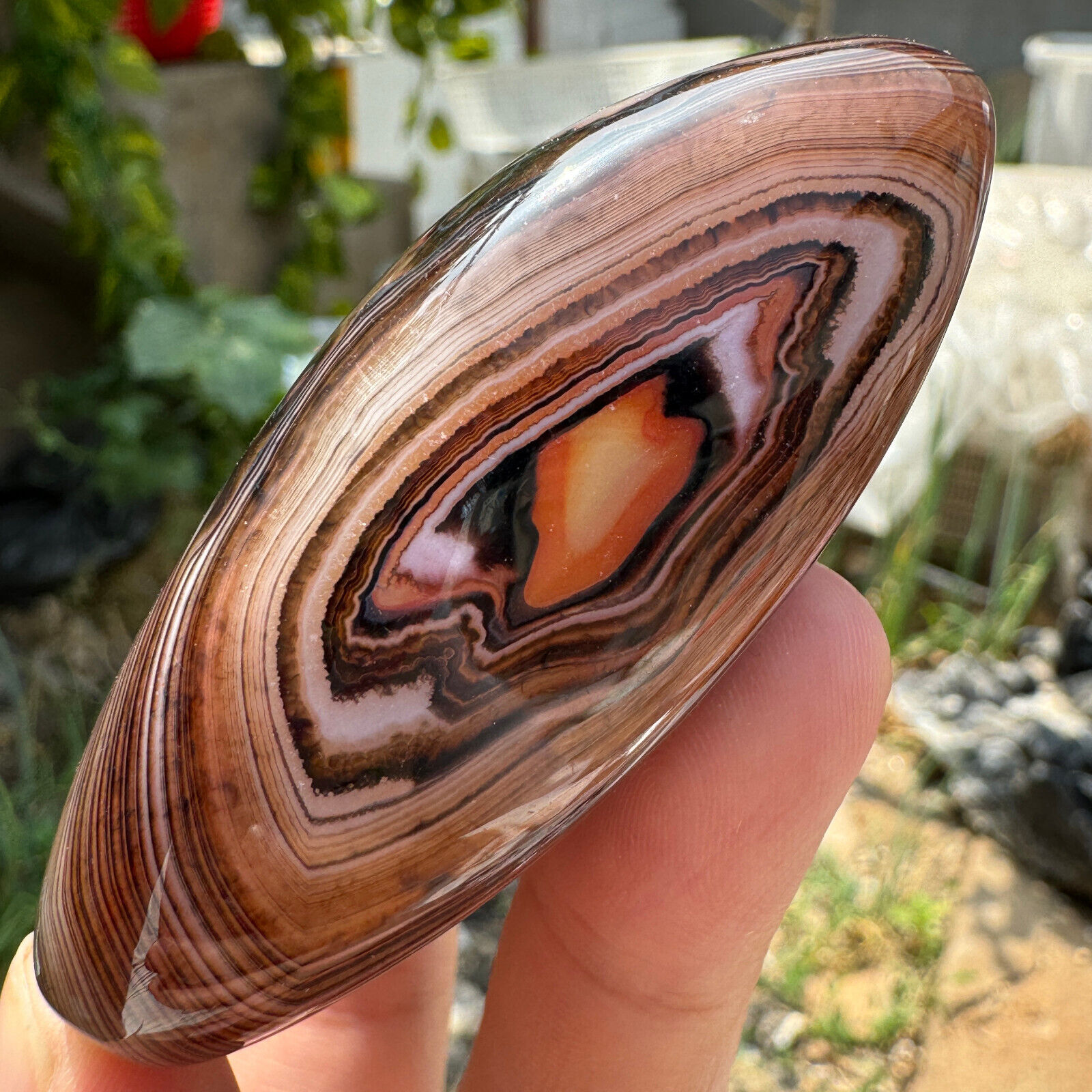 96G Natural Polished Silk Banded Agate Lace Agate Crystal Madagascar