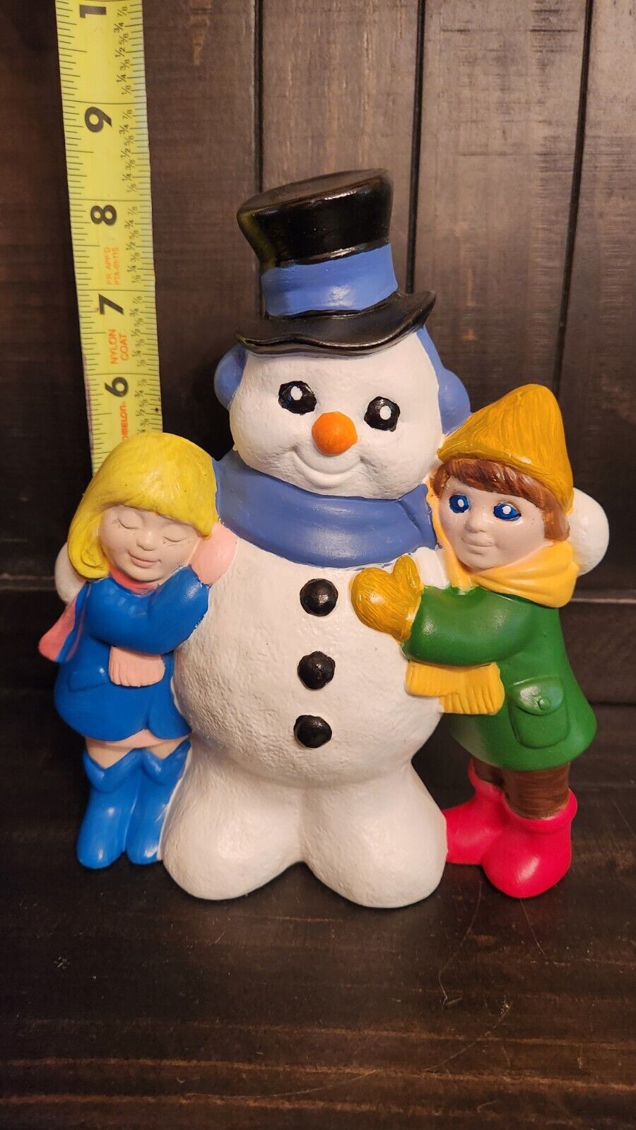 Vintage Ceramic Christmas Snowman with Kids 8.5\