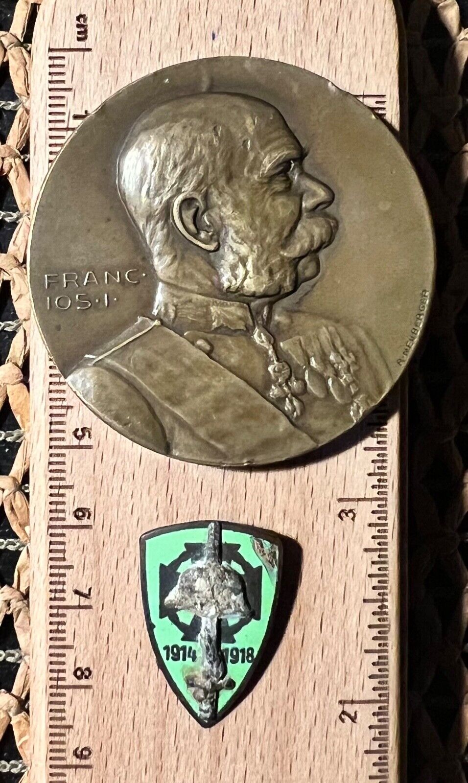 Franz Joseph I of Austria coin medal and badge Austro-Hungary WWI 