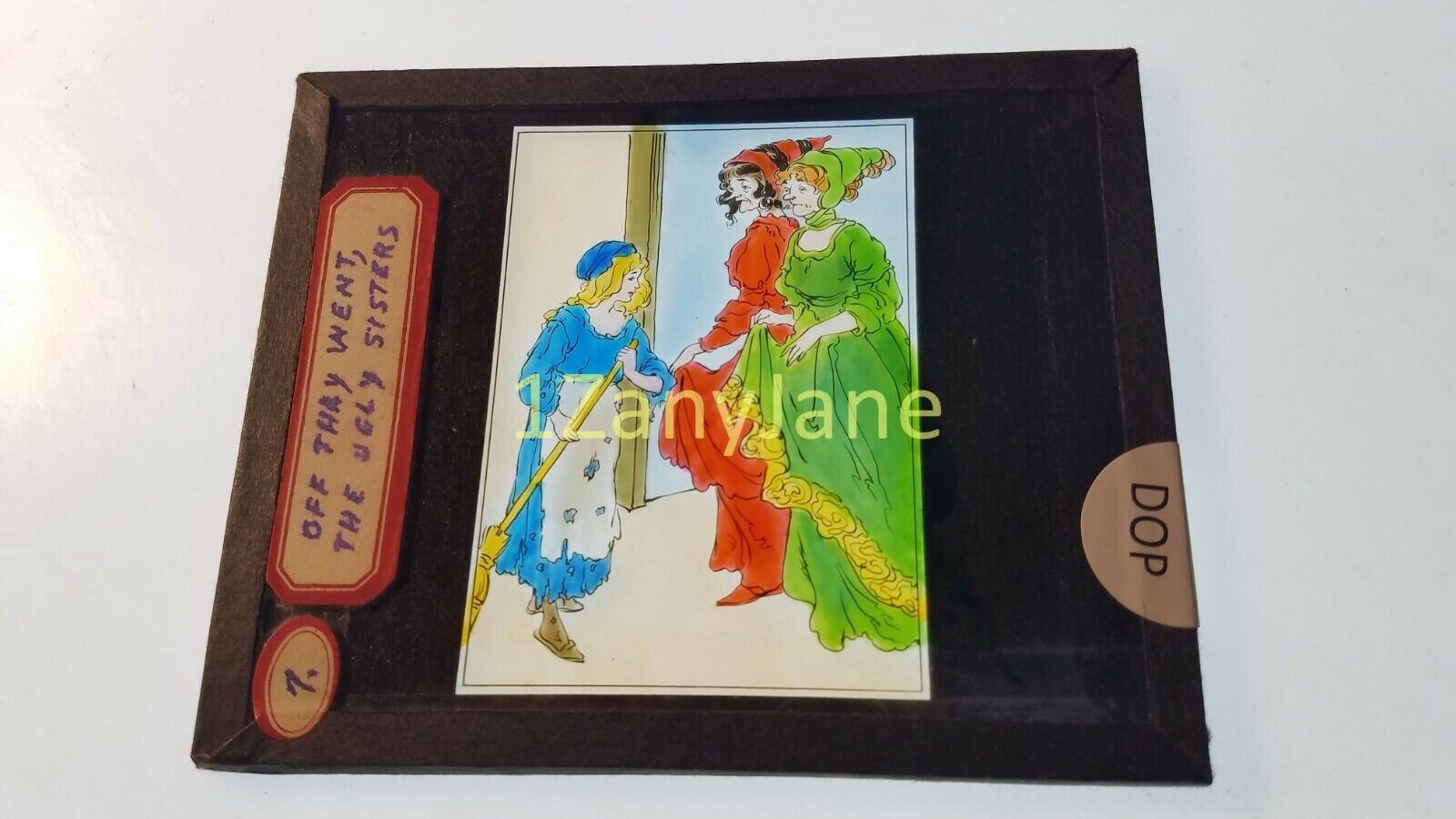 Glass Magic Lantern Slide DOP DRAWING OFF THEY WENT, THE UGLY SISTERS