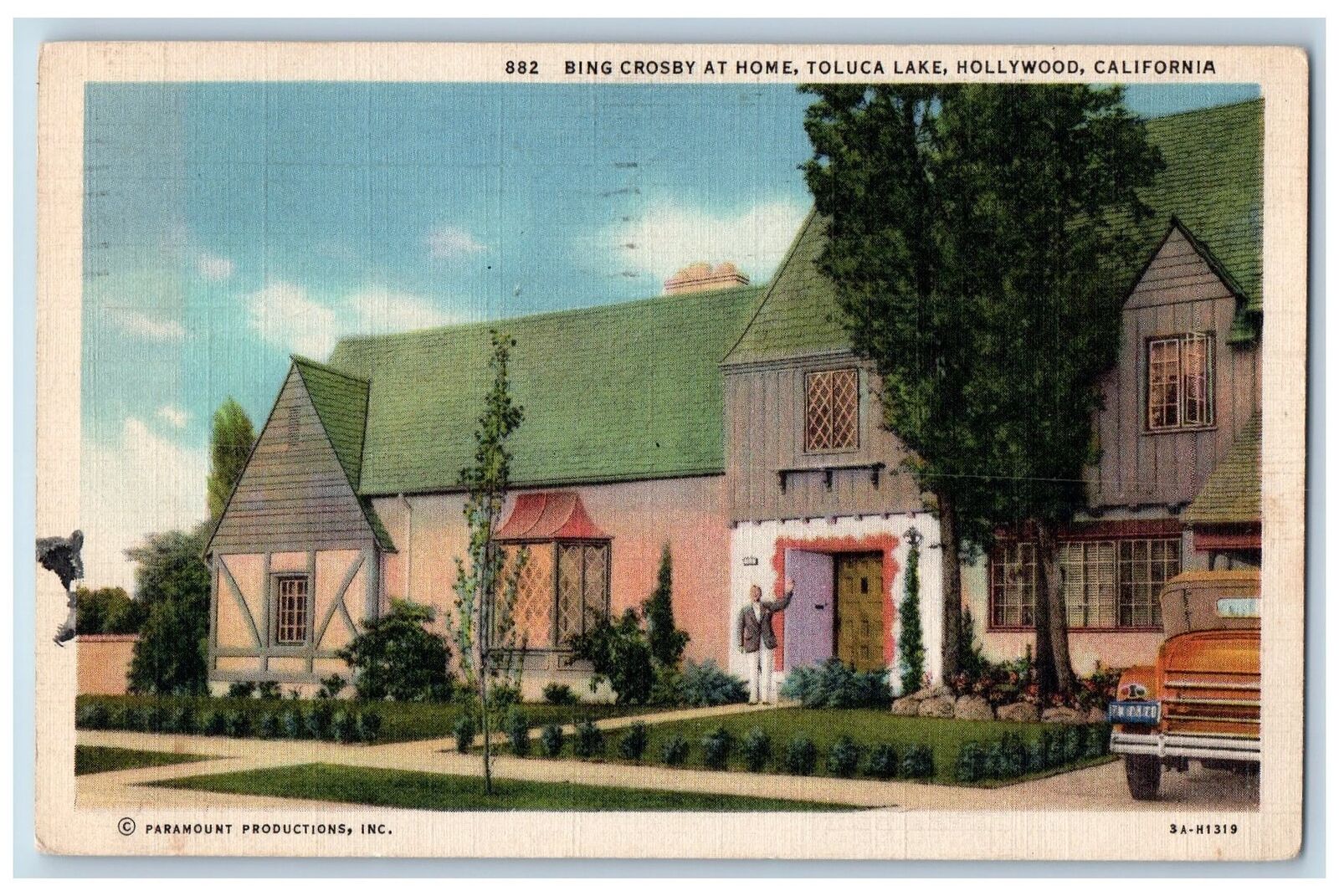 Hollywood California CA Postcard Bing Crosby At Home Toluca Lake 1935 Vintage