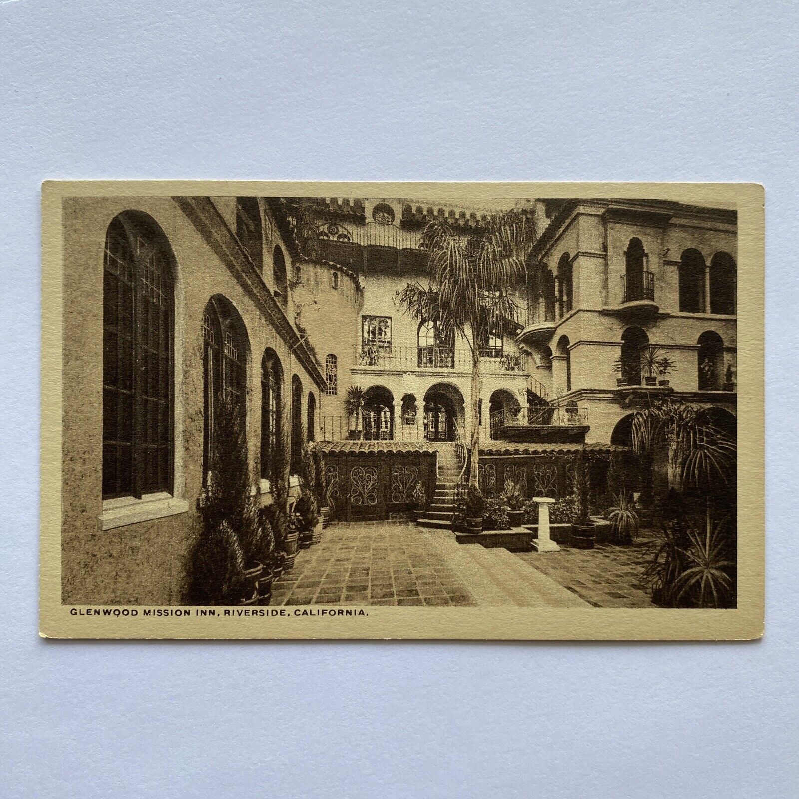 Glenwood Mission Inn Alhambra Galleries Spanish Patio Postcard VTG UNP