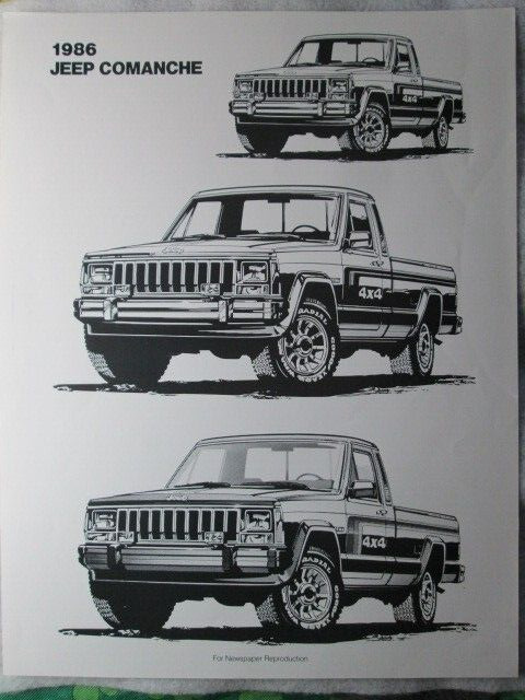 1986 Jeep Comanche Artwork For Newspaper Reproduction