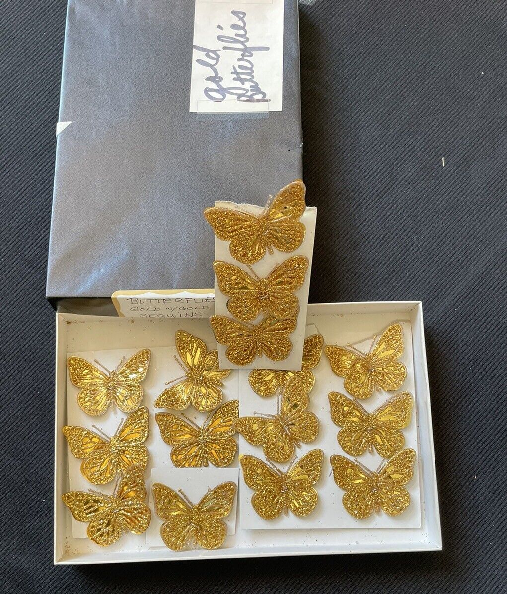 Decorative Butterflies 15 Gold Glitter Sparkles Gems Crafts 2\