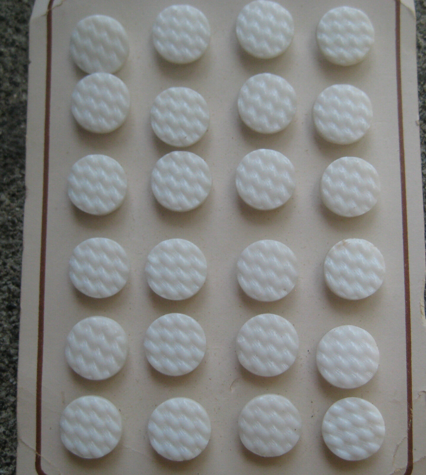 Card of 24~ Vintage 1/2 inch  White Basket Weave Glass Buttons~ new/old stock