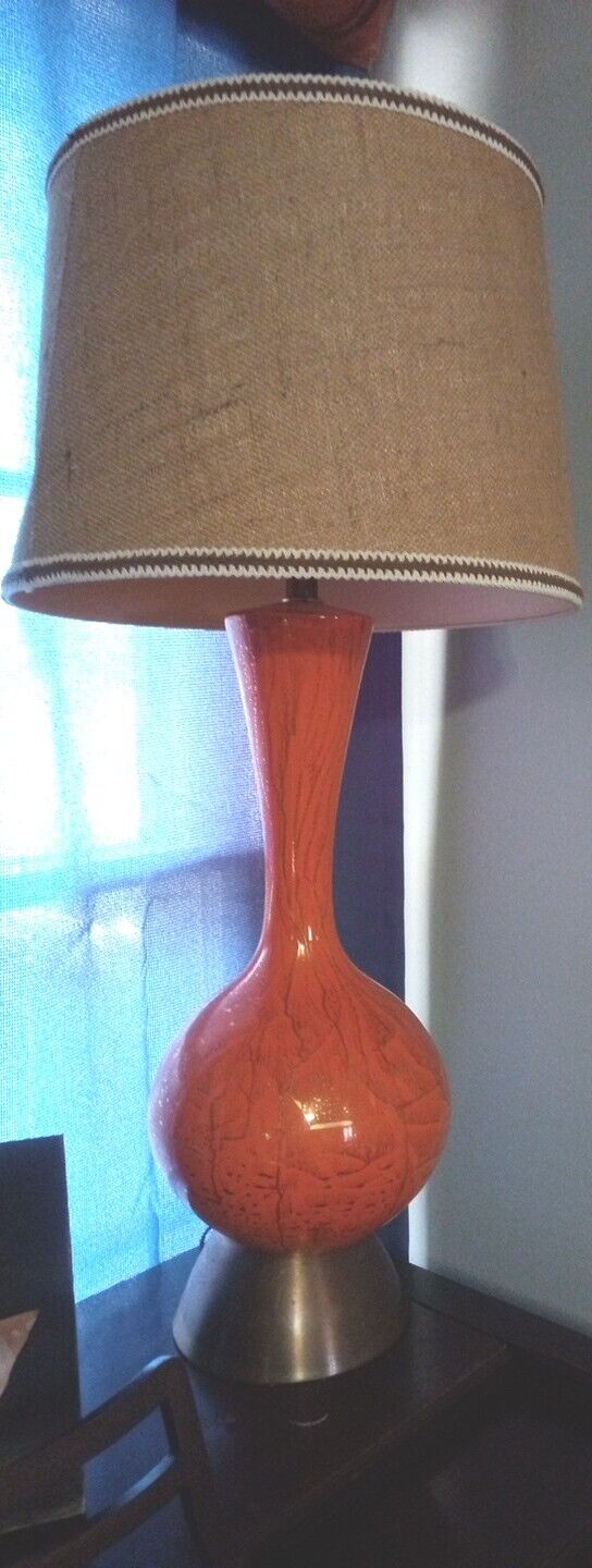 Vintage lamp Brite Orange With Gold Flakes  A 1970\'s Era Unbranded.