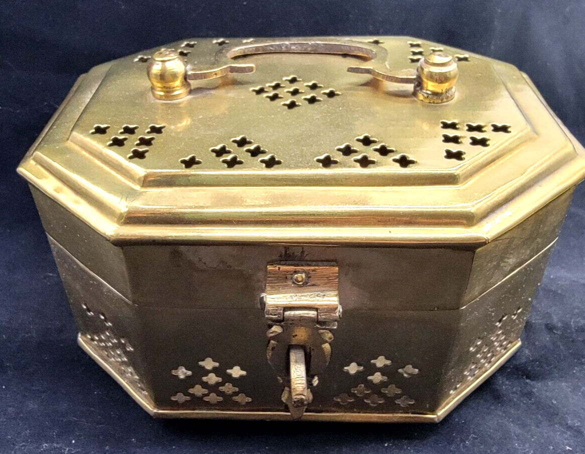 Vintage Pierced Brass Potpourri Box Brass Cricket Box Trinket Box Jewelry Box