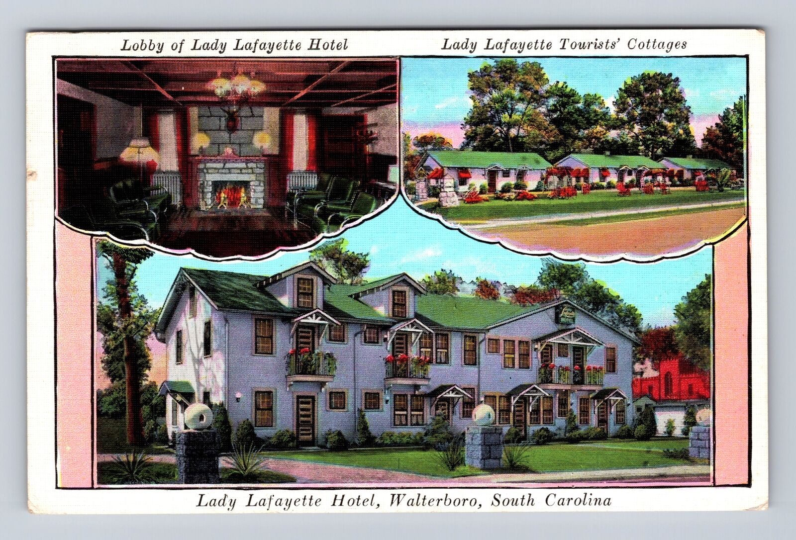 Walterboro SC-South Carolina, Lady Lafayette Hotel Vintage c1936 Postcard