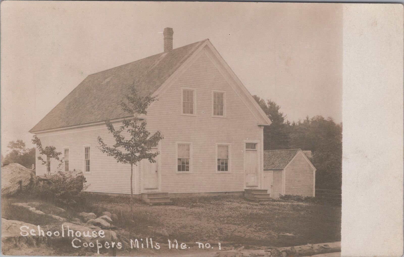 School House Coopers Mills Maine 1911 RPPC Postcard