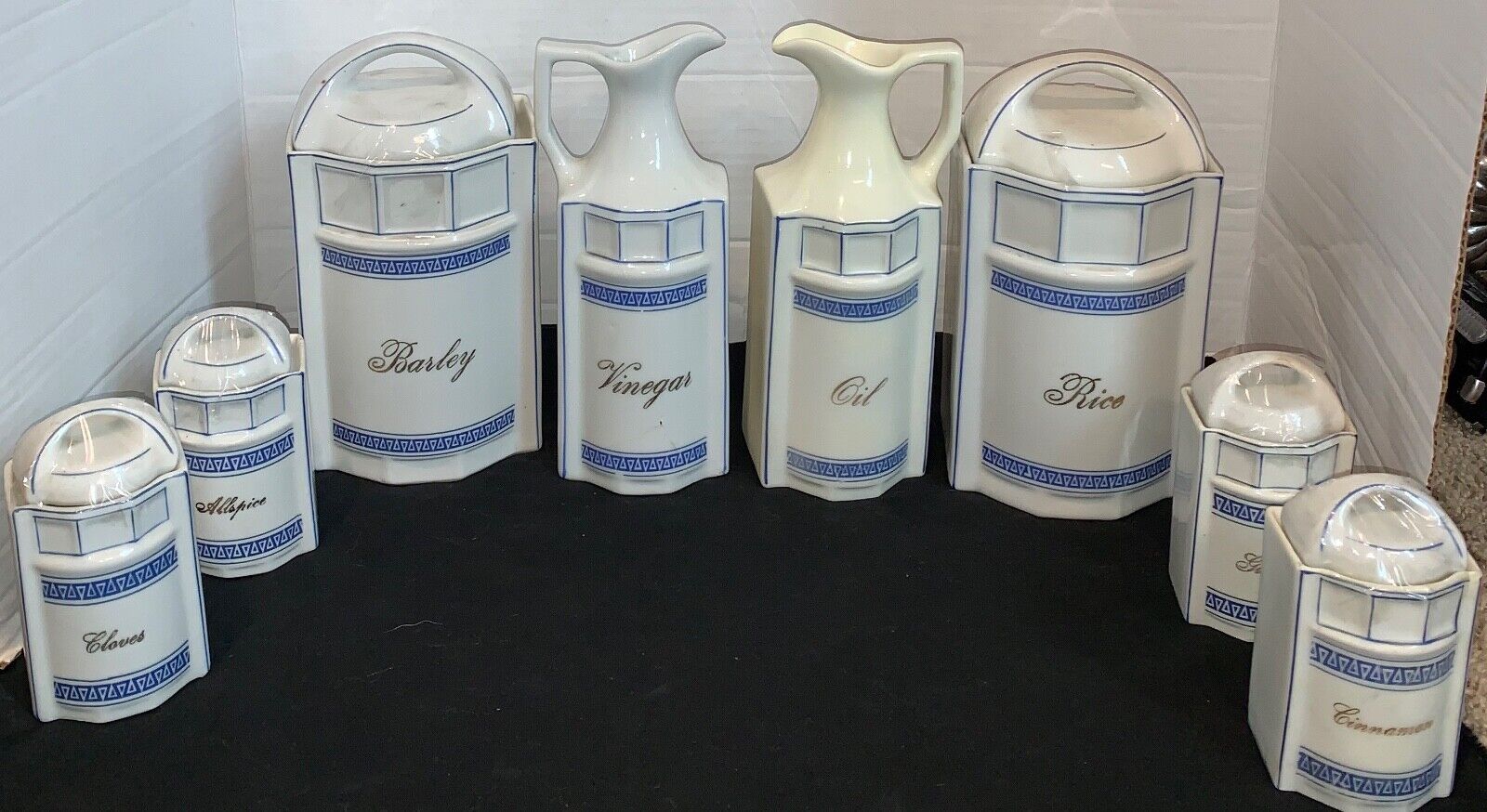 Vintage Blue and White German Porcelain Canister Set
