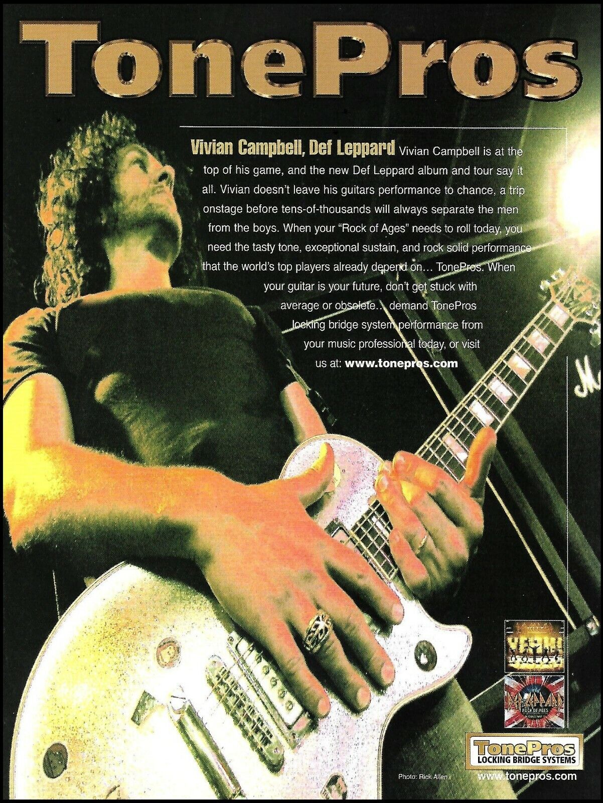 Def Leppard Vivian Campbell 2006 TonePros Locking Guitar Bridge Systems ad print