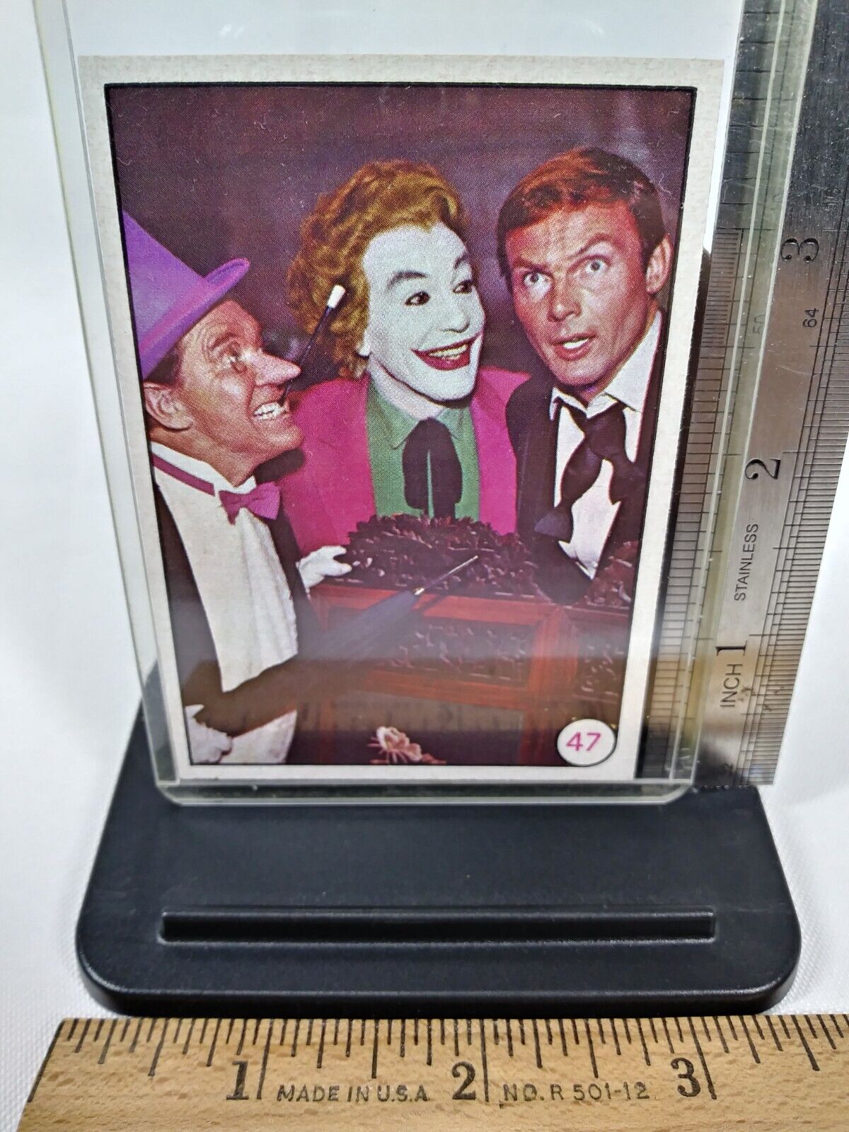 Vintage 1966 Topps Batt LaffsTrading Card Color Photo #47 Penquin Joker Batman