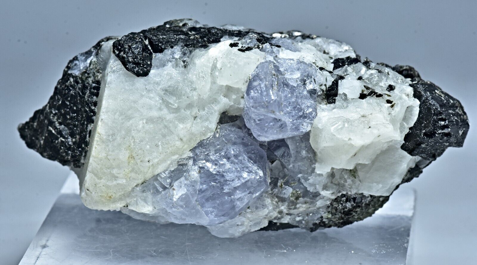 102 Gram Natural Fluorescent Purple Scapolite Crystal Specimen w/ Epidote & Mica