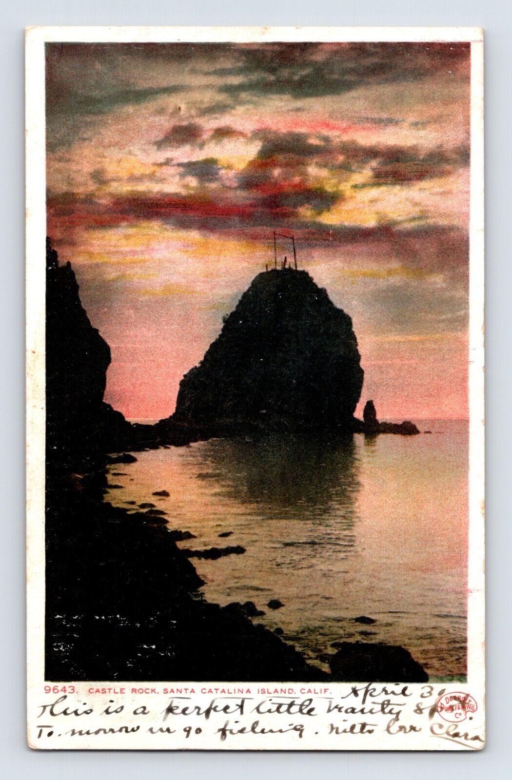 Postcard California Catalina Island CA Castle Rock 1908 Posted Undivided Back