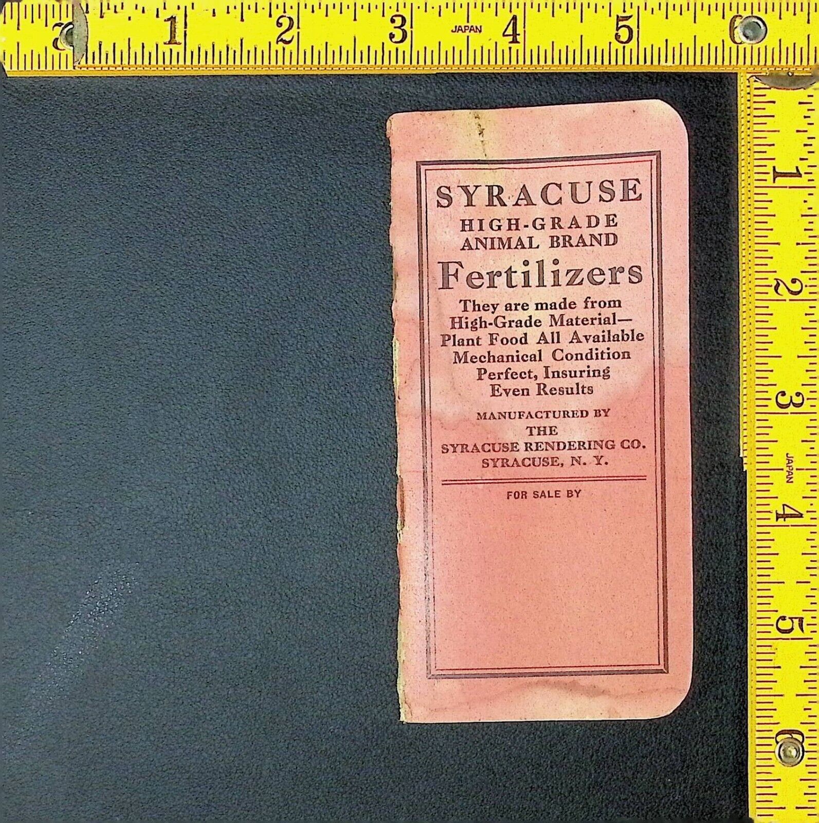 1925 Syracuse High Grade Animal Brand Fertilizer Notebook and Calendar - VINTAGE