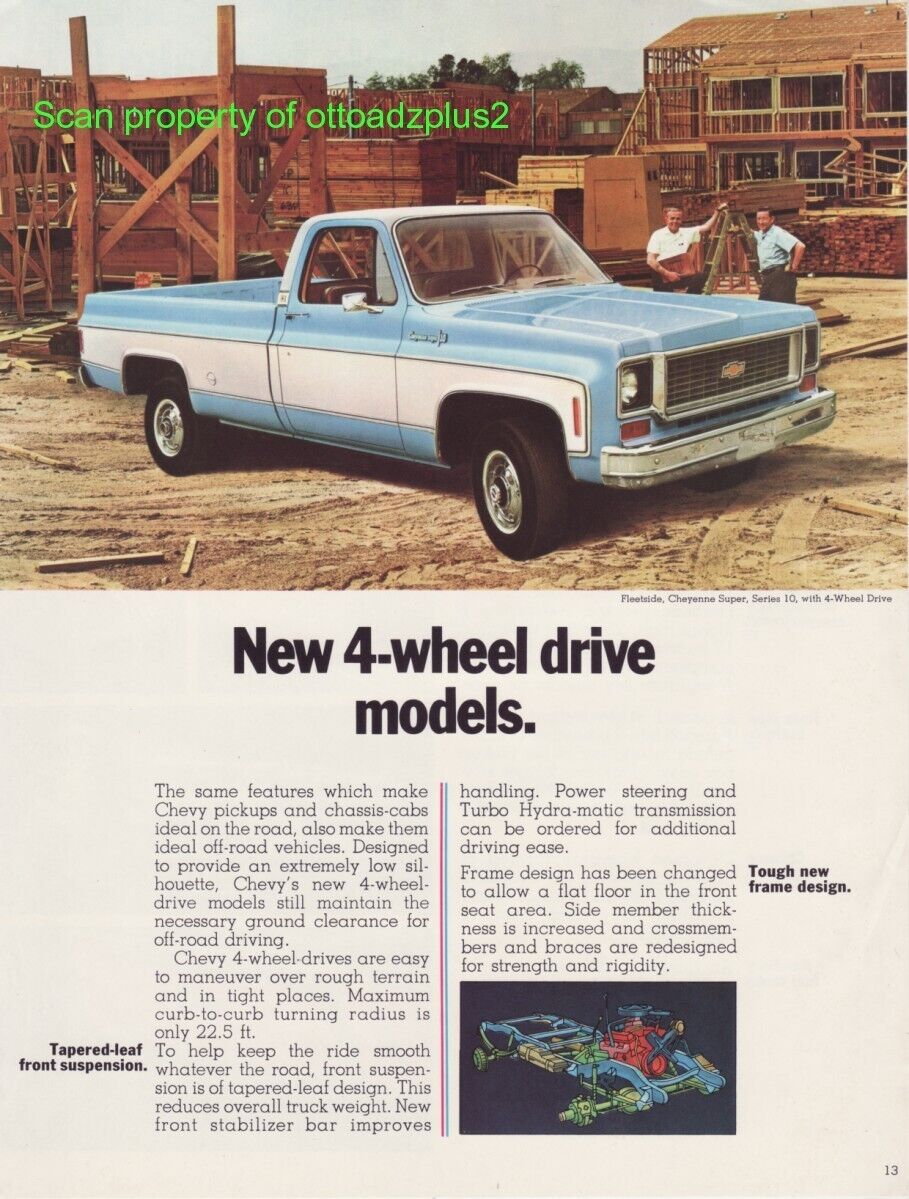 1973 Chevrolet Cheyenne Pickup 4x4 truck - New 4-Wheel Drive models at Job site