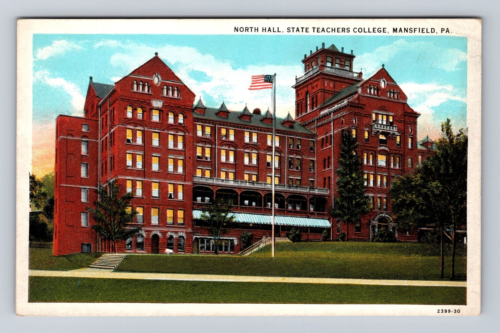 Mansfield PA-Pennsylvania, State Teachers College, North Hall, Vintage Postcard
