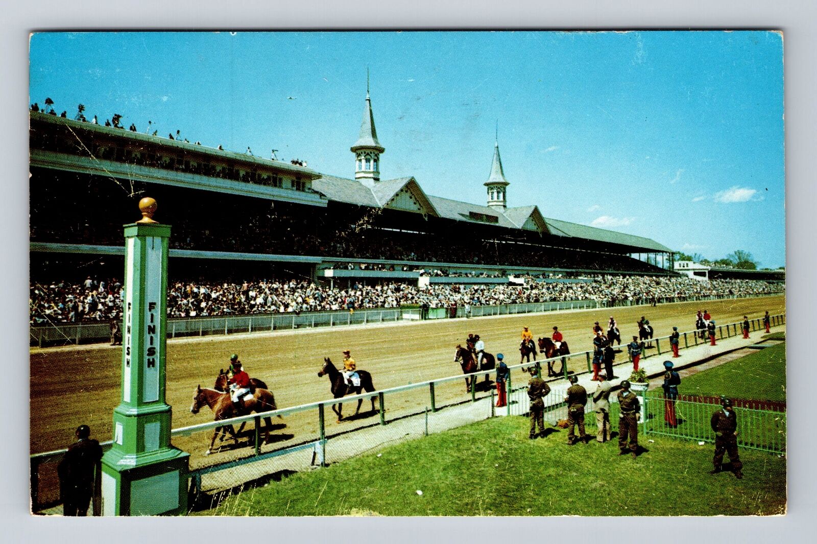 Louisville KY-Kentucky, Churchill Downs, Grandstand and Horses, Vintage Postcard
