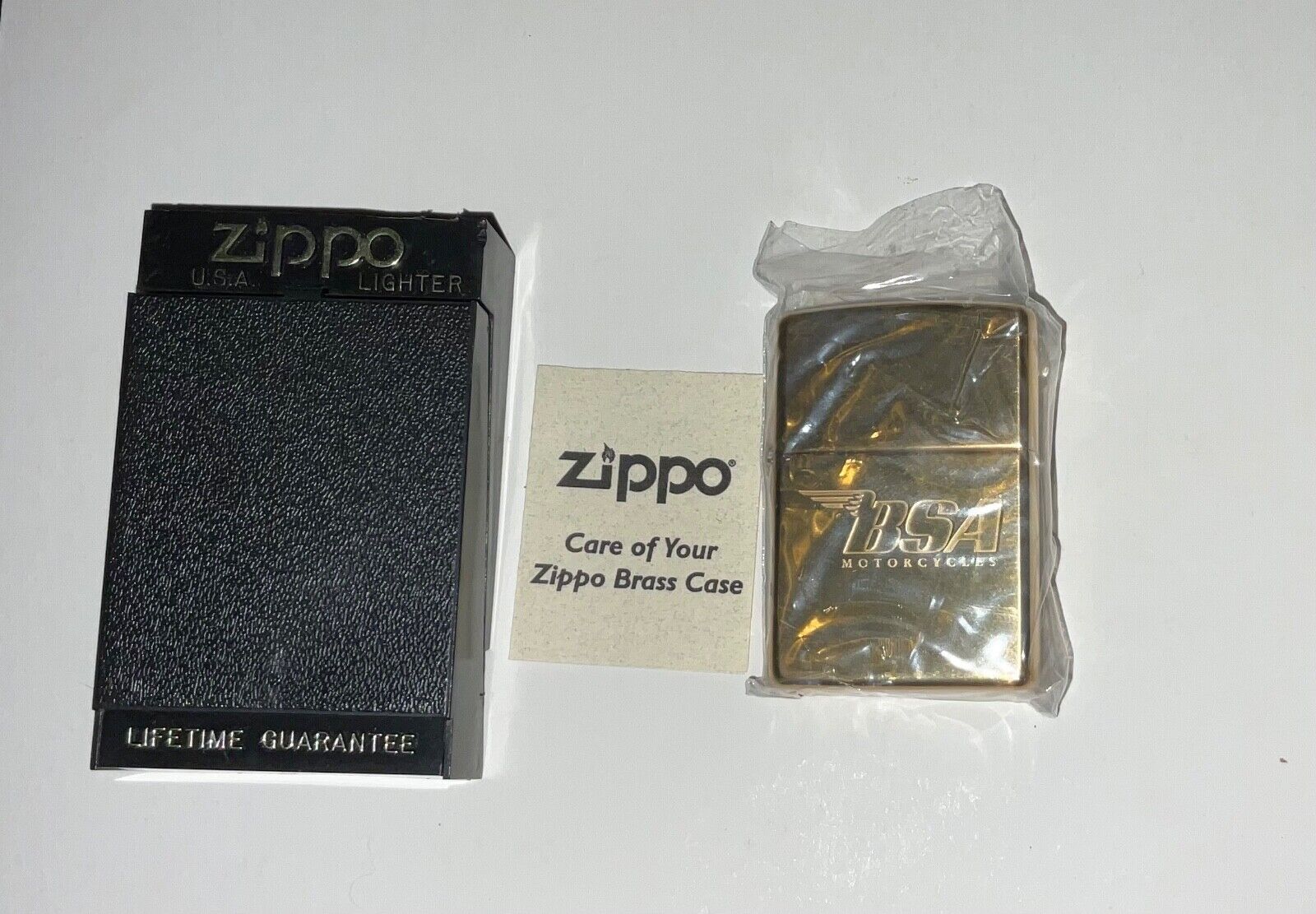 1998 Zippo Lighter BSA Motorcycles Brass Seal Intact Case