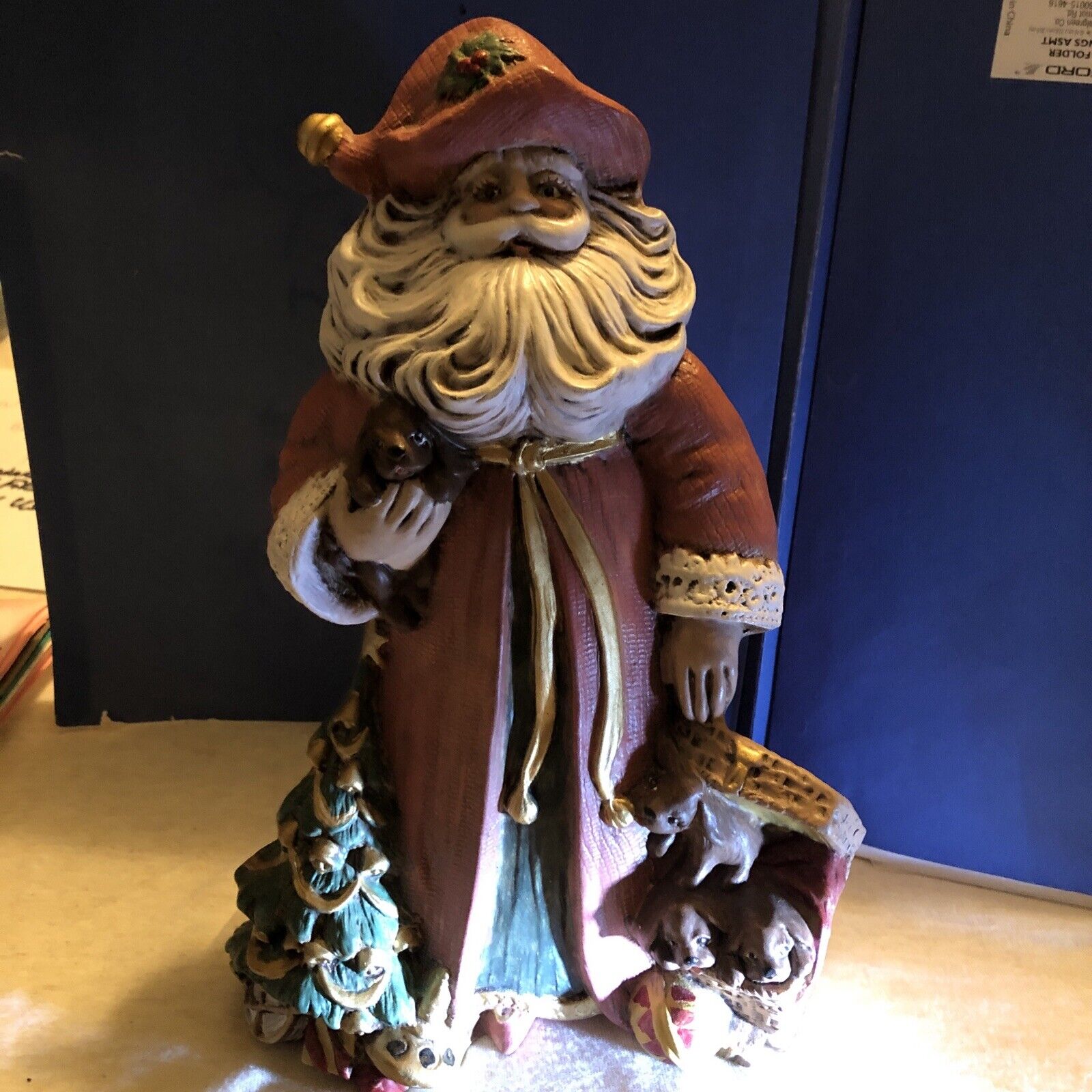 10 inch santa with box of puppies 