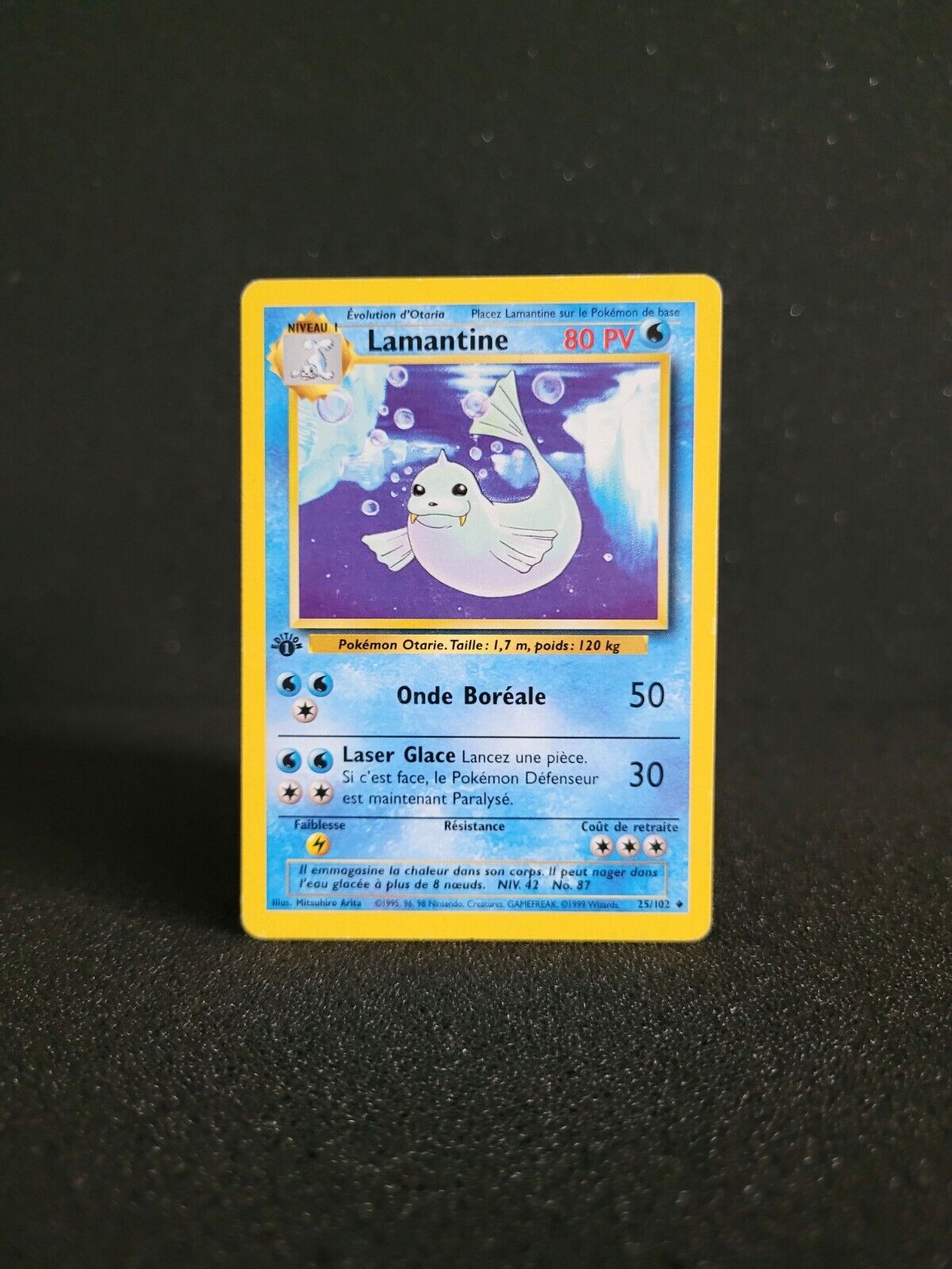 Pokemon Lamantine Card - Edition 1 - 25/102 Base Set FR (Dewgong, Jugong)