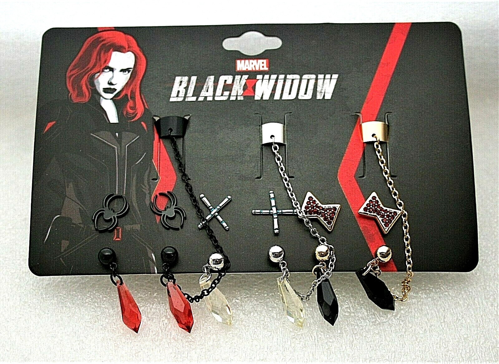 Marvel Comics Black Widow logo Earring Set of 6 New NOS MOC