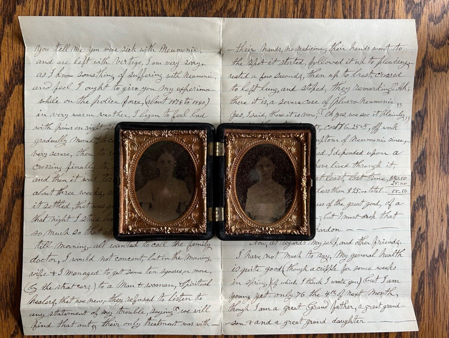 Ambrotype of 2 girls in Double Case