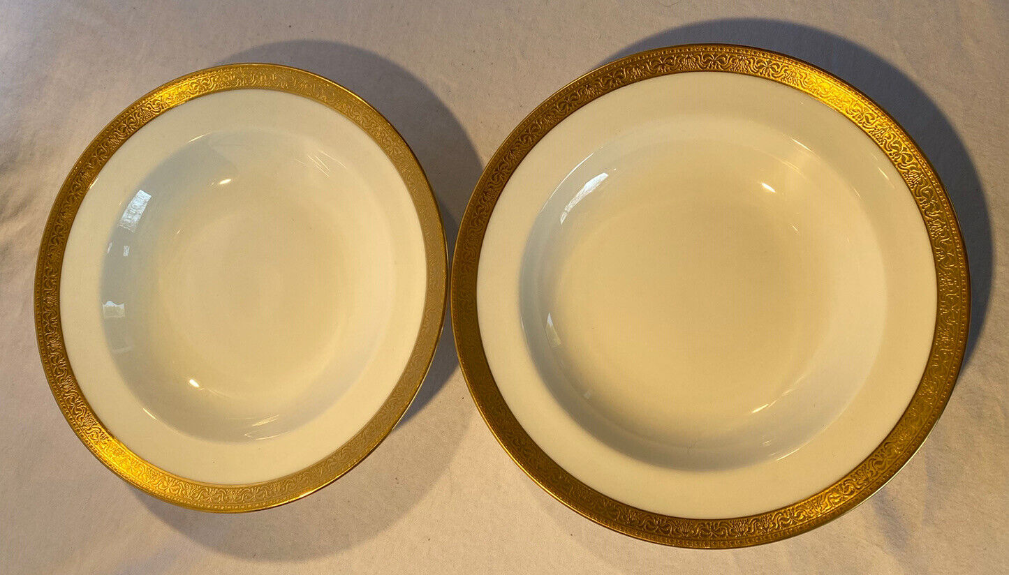 Tiffany & Co. Lenox Porcelain Gold Rimmed Soup Bowls Set Of 2 Antique Rare
