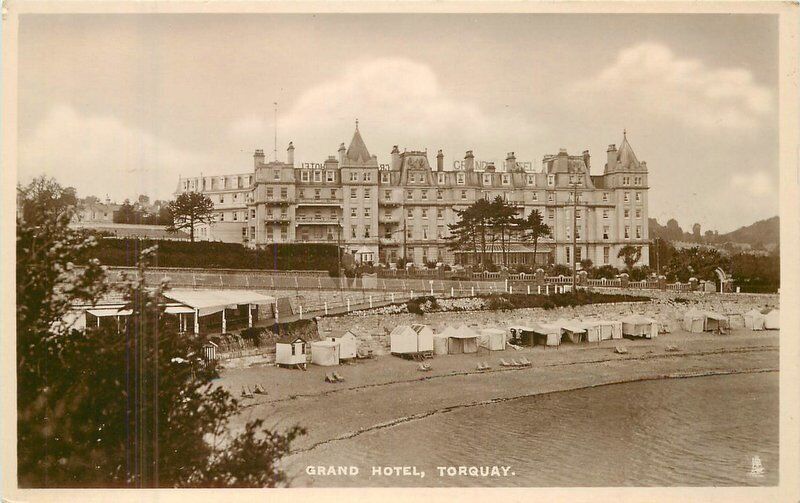 UK Devon Tuck C-1910 Grand Hotel Torquay RPPC Photo Postcard 22-7333