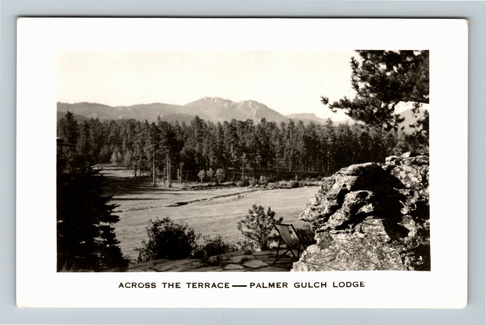 RPPC Across The Terrace, Palmer Gulch Lodge c1959 Vintage Postcard