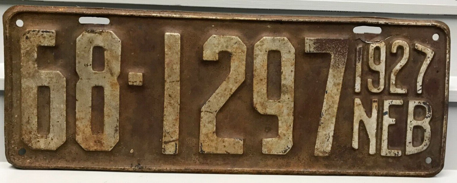 1927 Nebraska License Plate 68-1297