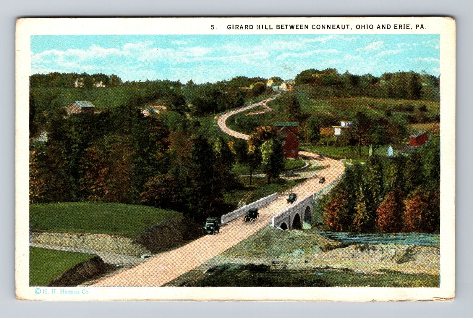 Conneaut OH-Ohio, Girard Hill, Antique Souvenir Vintage Postcard
